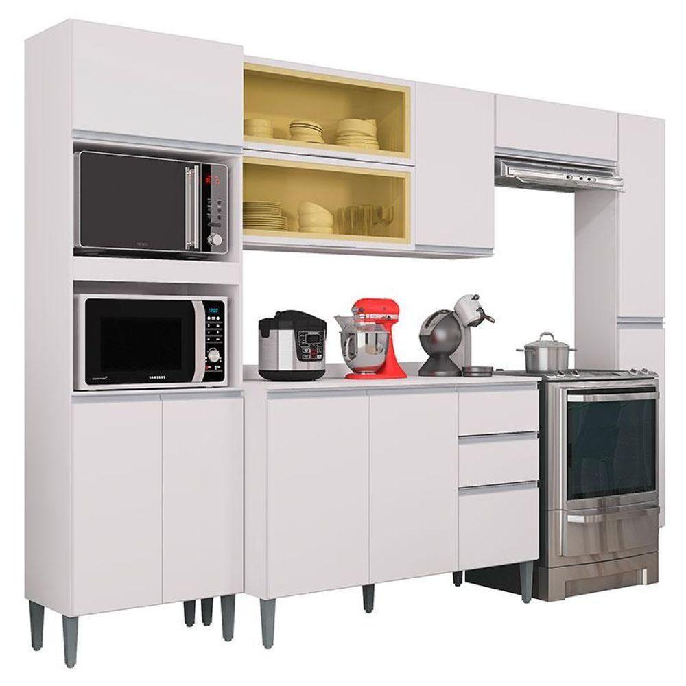 Cozinha Aline Balcão Com Tampo E Paneleiro Branco - Poquema - 1