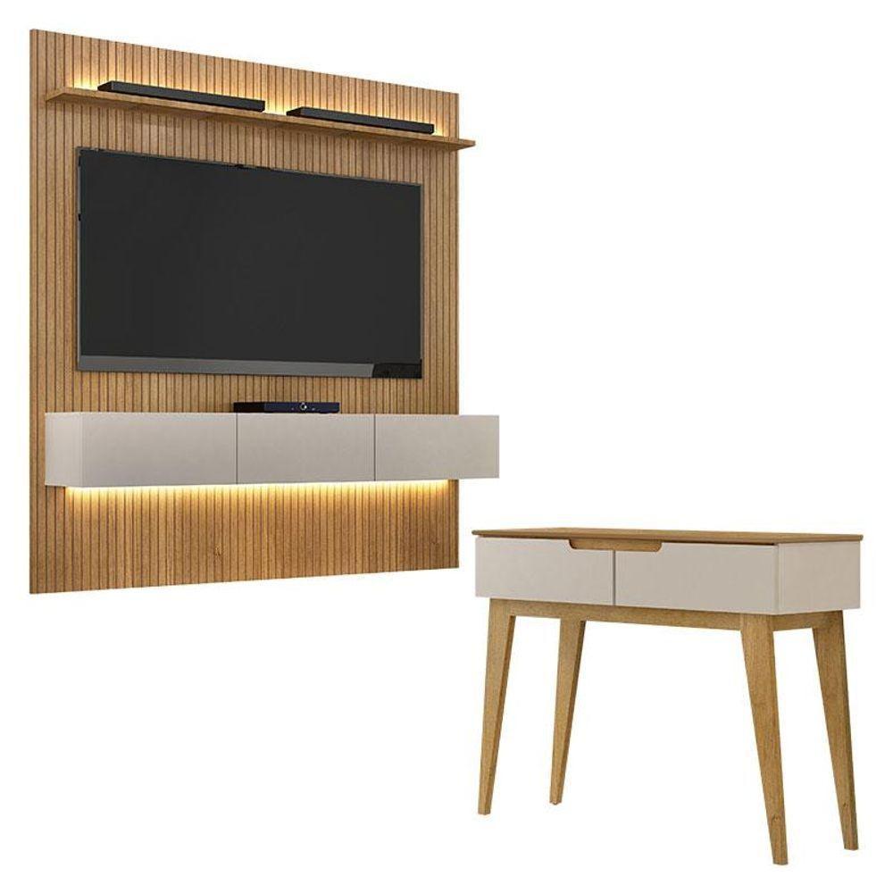 Home Suspenso Frisado Curitiba 180 Com Led E Aparador Bellíssima Cinamomo Off White - Valdemóveis - 1