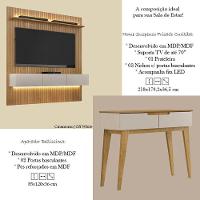 Home Suspenso Frisado Curitiba 180 Com Led E Aparador Bellíssima Cinamomo Off White - Valdemóveis - 2