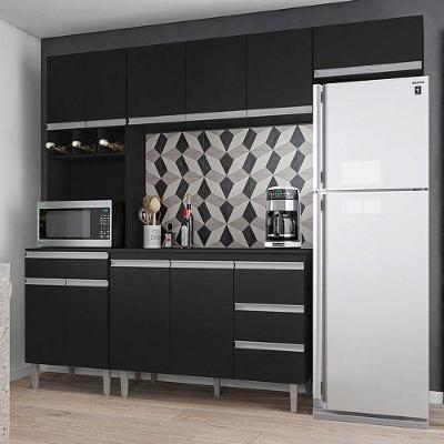 Cozinha Com Balcão E Tampo 120 Cm Ambiente Andréia Preto Fosco - Ajl