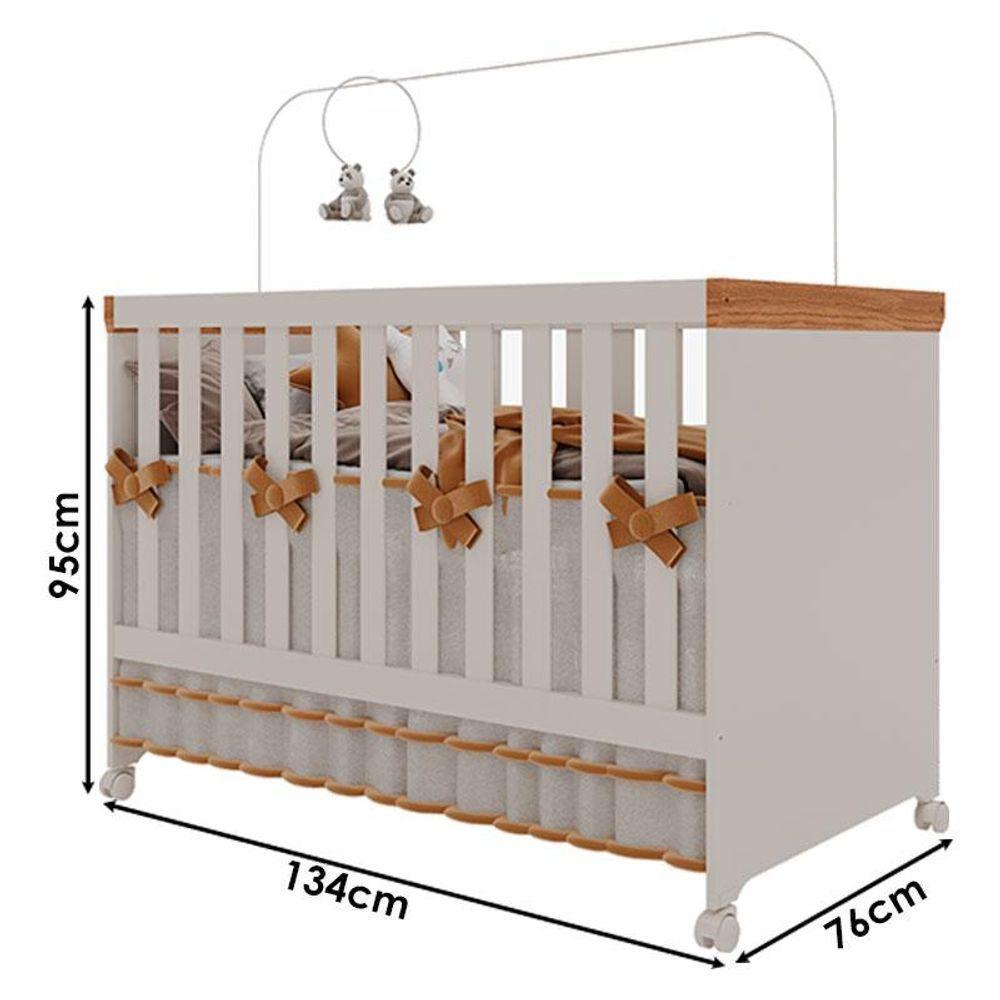 Berço Americano Mini Cama Antonella Off White Caramelo Com Colchão Gazin - Canaã - 4