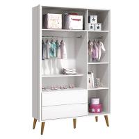 Berço Americano E Guarda Roupa 3 Portas Theo Branco Pés Amadeirados Com Colchão Gazin - Reller - 3