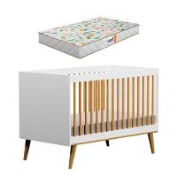 Berço Americano Ligia Branco Acetinado Bétula Com Colchão Gazin - Carolina Móveis - 1