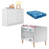 Berço Americano Ludmila Com Cômoda Blenda Branco Acetinado E Colchão - Phoenix - 1