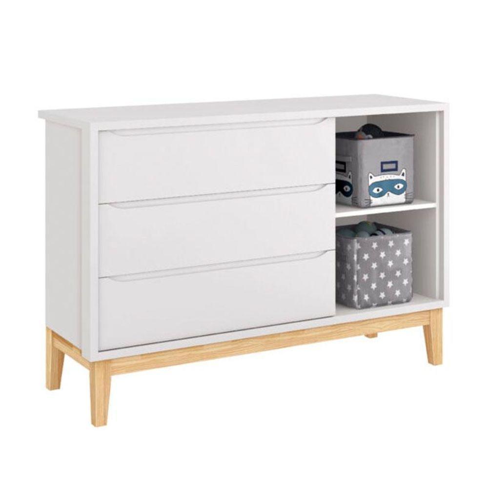 Cômoda Infantil New Classic Com Porta Branco Com Pés Madeira Natural - Reller - 2