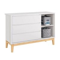 Cômoda Infantil New Classic Com Porta Branco Com Pés Madeira Natural - Reller - 2