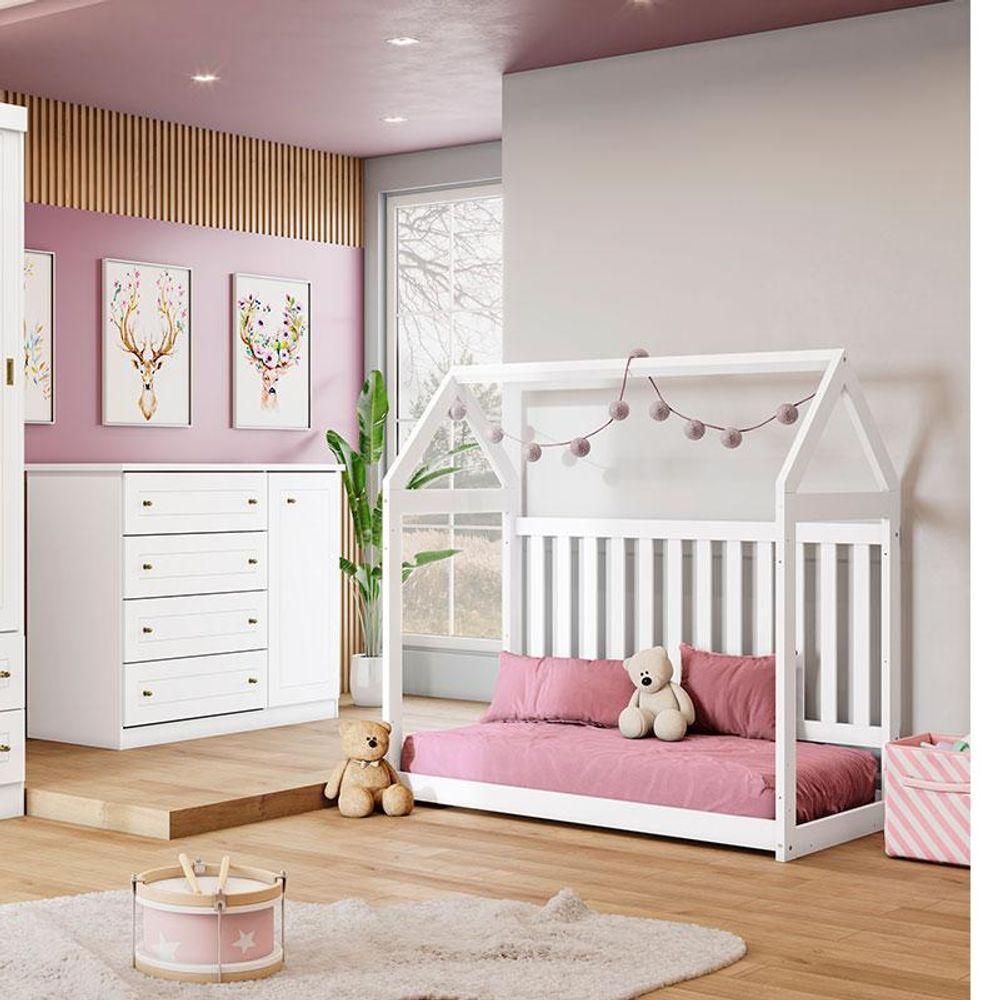 Berço Montessoriano Americano E Cômoda Infantil Mississipi Branco Com Colchão Gazin - Henn - 5