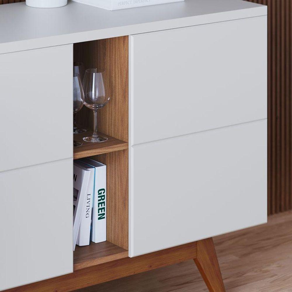 Aparador Buffet Ambiente Noronha Off White Matte Freijó - Colibri - 2