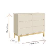 Cômoda Infantil 6 Gavetas Classic Areia Acetinado Com Pés Natural - Reller - 3