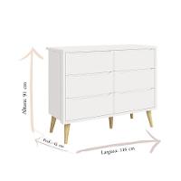 Cômoda Infantil 6 Gavetas Retrô Theo Branco Acetinado Com Pés Natural - Reller - 3