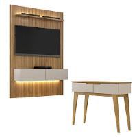 Home Suspenso Frisado Curitiba 1344 Com Led E Aparador Bellíssima Cinamomo Off White - Valdemóveis - 1