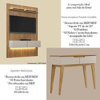 Home Suspenso Frisado Curitiba 1344 Com Led E Aparador Bellíssima Cinamomo Off White - Valdemóveis - 2