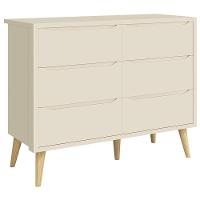 Cômoda Infantil 6 Gavetas Retrô Theo Areia Acetinado Com Pés Natural - Reller - 1