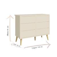 Cômoda Infantil 6 Gavetas Retrô Theo Areia Acetinado Com Pés Natural - Reller - 3