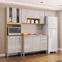 Cozinha Com Balcão De Pia Ambiente Lavínia Damasco Off White - Poquema - 1