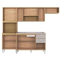 Cozinha Com Balcão De Pia Ambiente Lavínia Damasco Off White - Poquema - 3