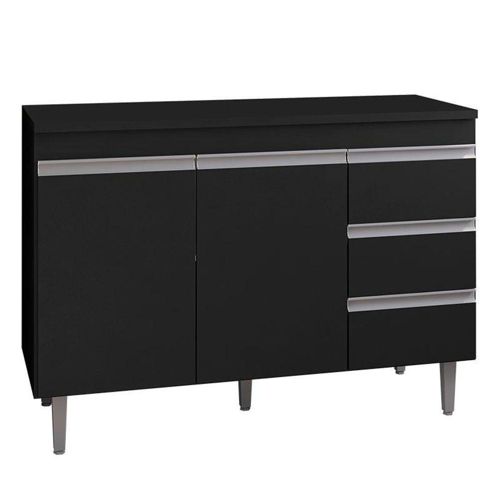 Balcão De Cozinha Andréia Com Tampo 120 Cm Preto Fosco - Ajl - 1