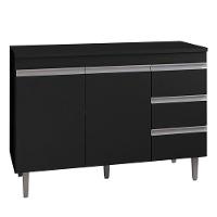 Balcão De Cozinha Andréia Com Tampo 120 Cm Preto Fosco - Ajl - 1