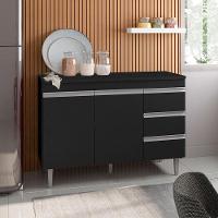 Balcão De Cozinha Andréia Com Tampo 120 Cm Preto Fosco - Ajl - 4