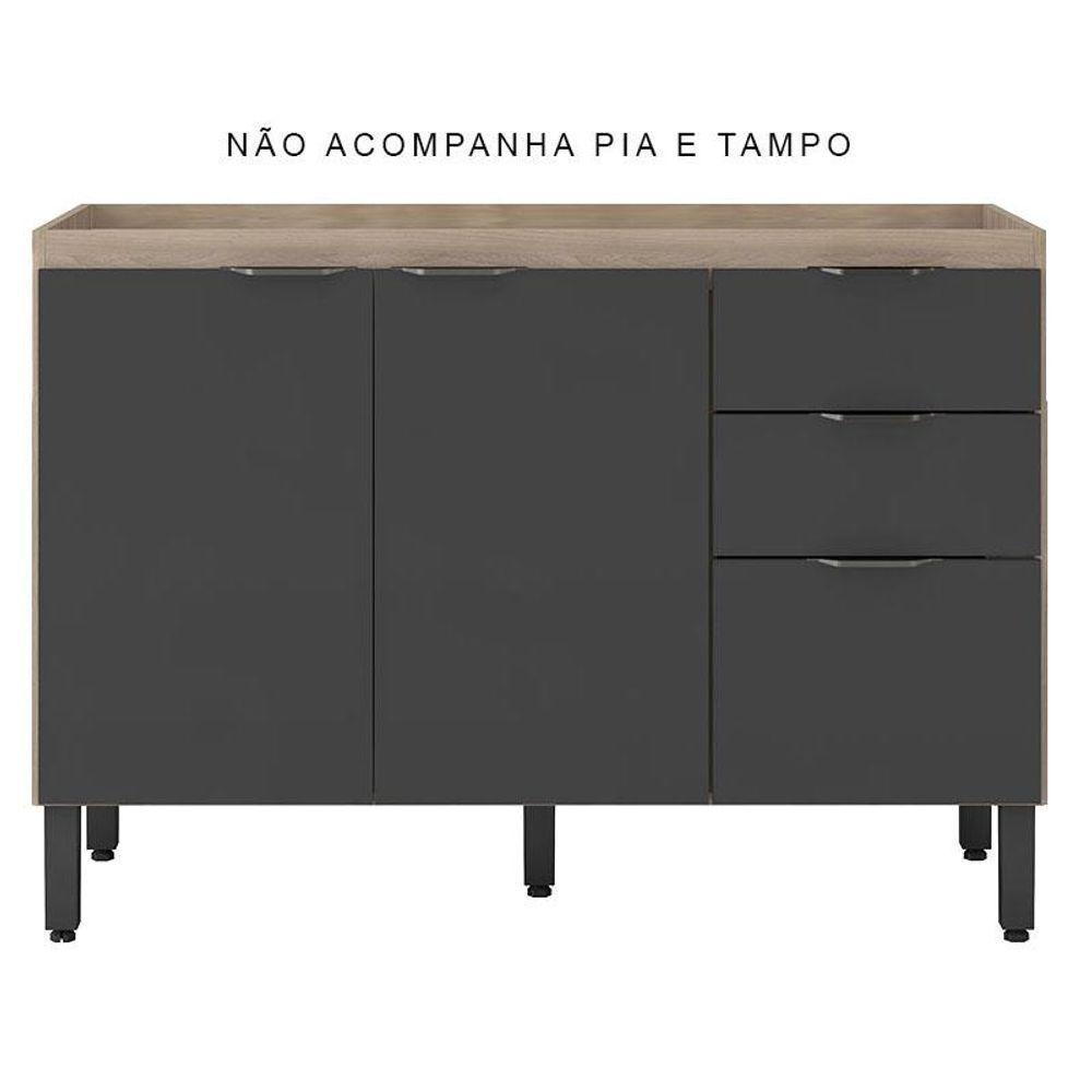 Balcão Para Pia Firenze 120 Cm Avena Grafito - Demóbile - 4