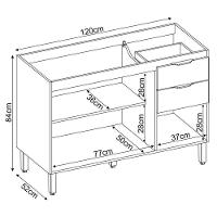 Balcão Para Pia Firenze 120 Cm Avena Grafito - Demóbile - 2