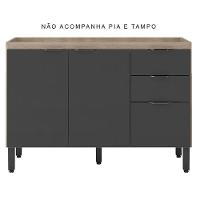 Balcão Para Pia Firenze 120 Cm Avena Grafito - Demóbile - 4