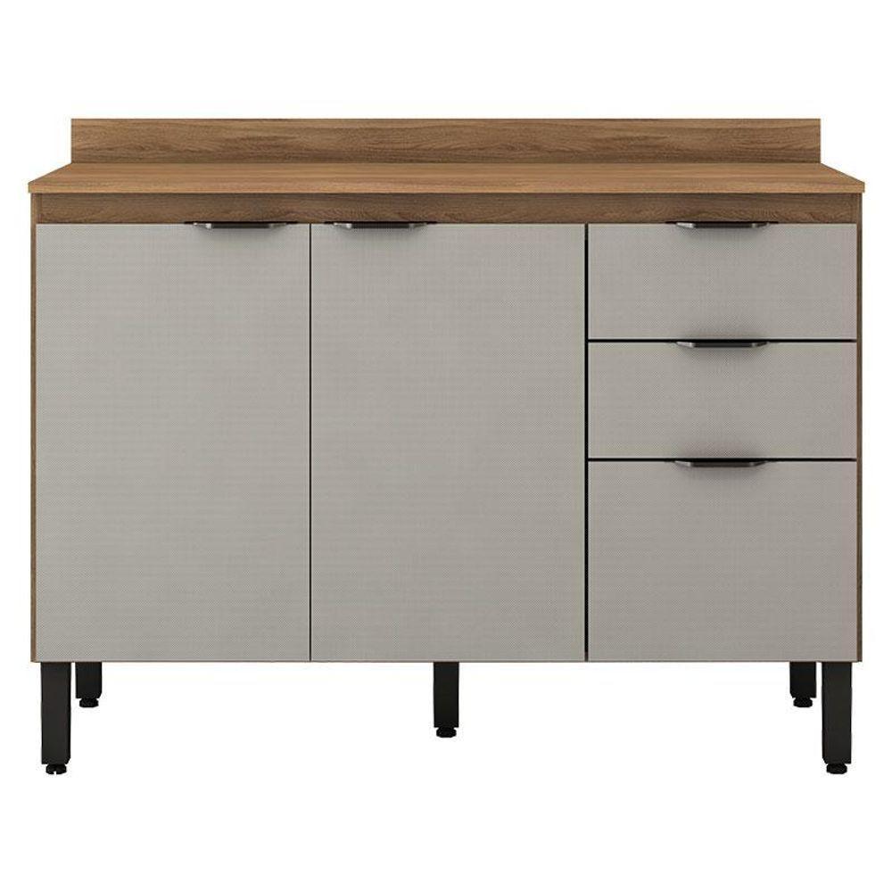 Balcão De Cozinha Firenze Com Tampo 120 Cm Amêndola Touch Nude Prime Tx - Demóbile - 1