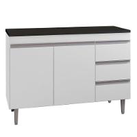 Balcão De Cozinha Andréia Branco Com Tampo 100 Cm Preto Fosco - Ajl - 1