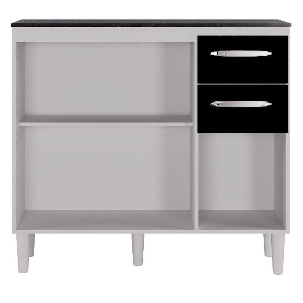 Balcão De Cozinha Ambiente Isadora Branco Preto - Poquema - 3