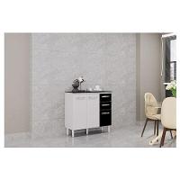 Balcão De Cozinha Ambiente Isadora Branco Preto - Poquema - 1