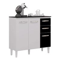 Balcão De Cozinha Ambiente Isadora Branco Preto - Poquema - 4