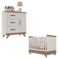Berço Americano Vitória E Cômoda Infantil Retro Maya Ambiente Off White Carvalho - Canaã - 6