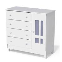 Cômoda E Guarda Roupa Infantil Ariel 4 Portas Branco Brilho - Carolina - 5