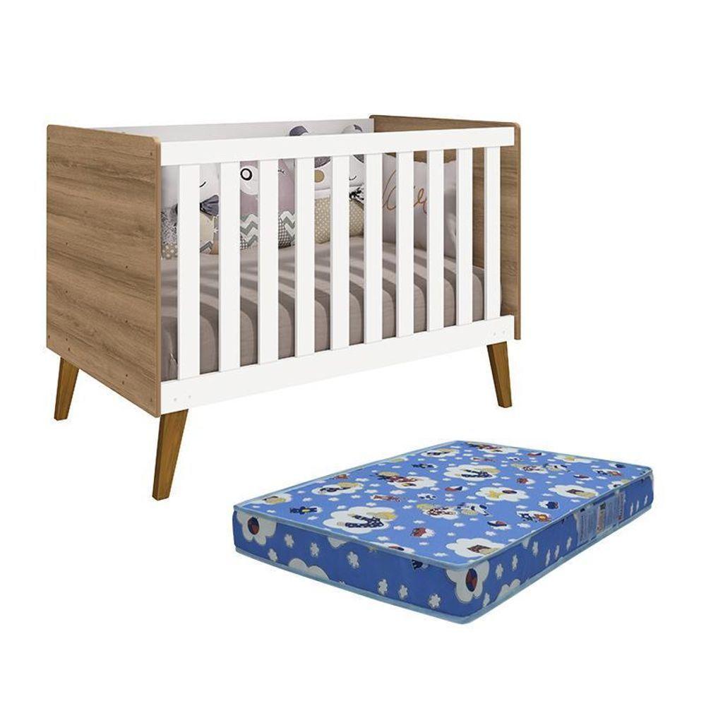 Berço Retrô Ayla Branco Fosco/mezzo Com Colchão D18 - Reller Móveis Branco Fosco/mezzo Fosco - 1