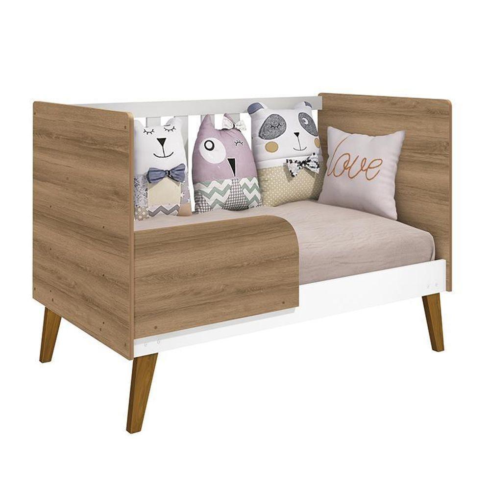 Berço Retrô Ayla Branco Fosco/mezzo Com Colchão D18 - Reller Móveis Branco Fosco/mezzo Fosco - 2