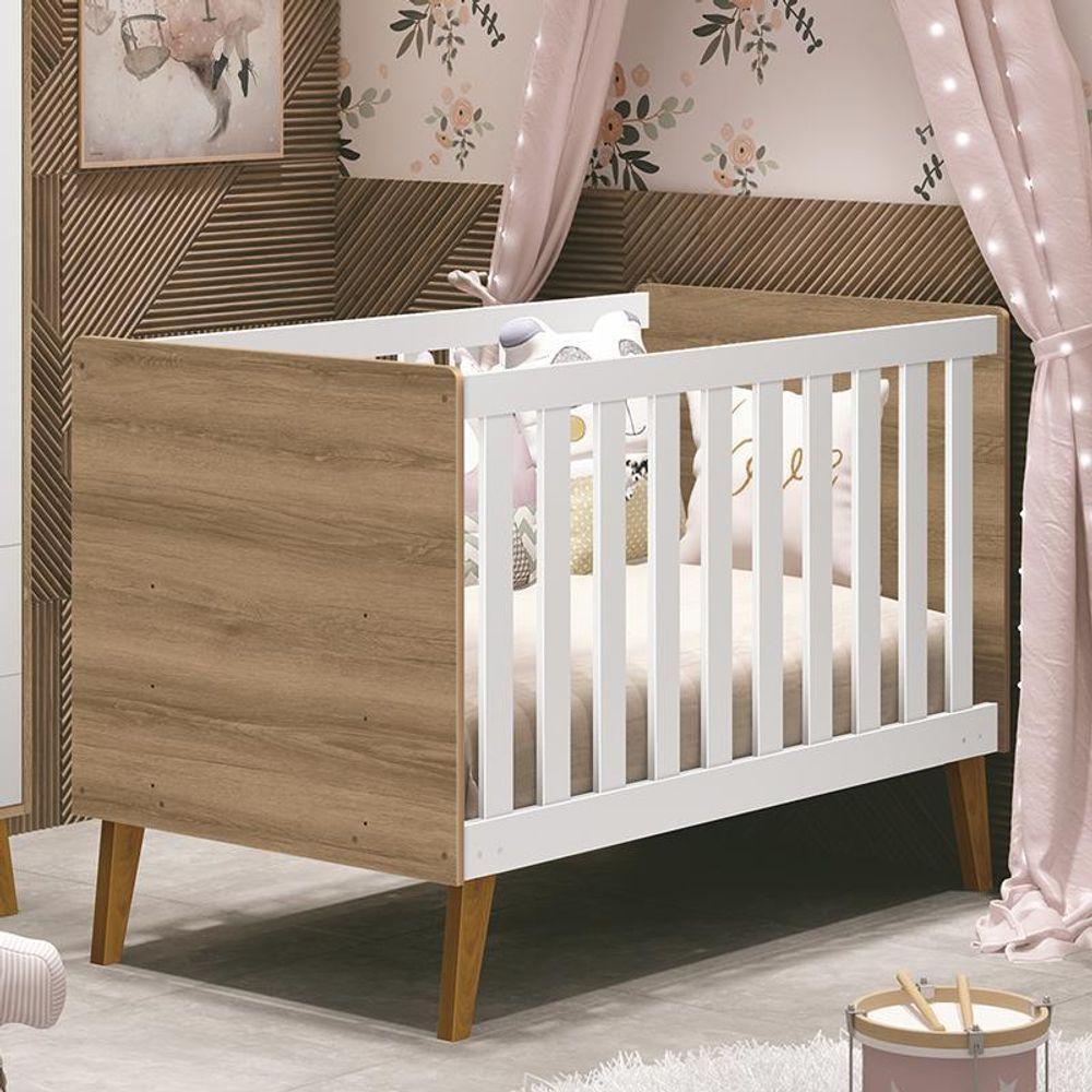 Berço Retrô Ayla Branco Fosco/mezzo Com Colchão D18 - Reller Móveis Branco Fosco/mezzo Fosco - 3