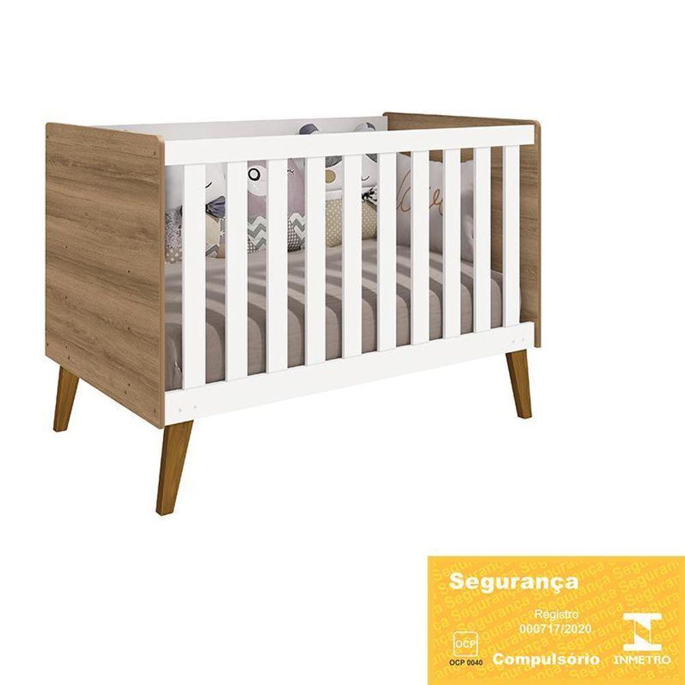 Berço Retrô Ayla Branco Fosco/mezzo Com Colchão D18 - Reller Móveis Branco Fosco/mezzo Fosco - 5