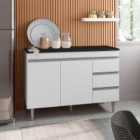 Balcão De Cozinha Andréia Branco Com Tampo 120 Cm Preto Fosco - Ajl - 4