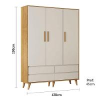 Berço Americano Ludmila E Guarda Roupa Infantil Lorena 3 Portas Off White Bétula Com Colchão Gazin Baby - 2