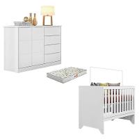 Berço Americano Maya E Cômoda Infantil Blenda Branco Acetinado Com Colchão Gazin - Phoenix Baby - 1