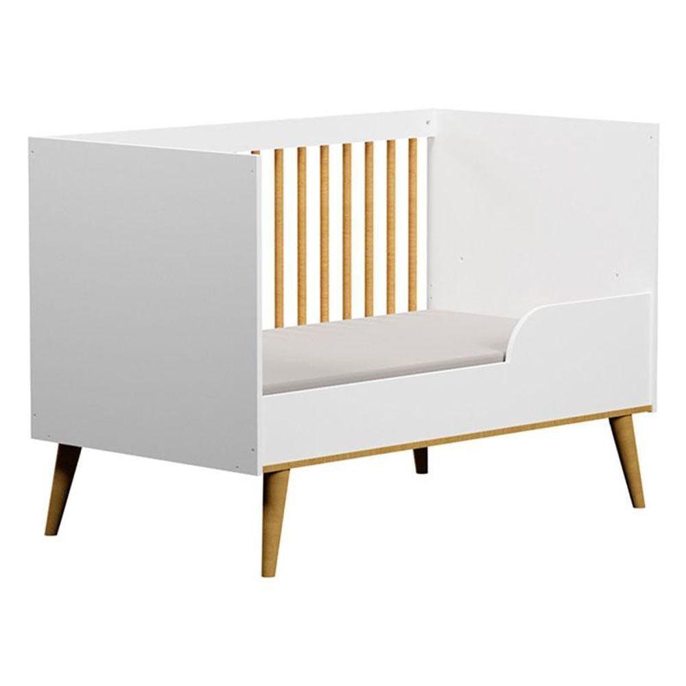 Quarto De Bebê Duda Com Berço Americano Ligia Branco Acetinado Bétula - Carolina Móveis - 5