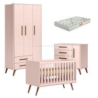 Quarto De Bebê Q Encanto Retrô Rosa Com Colchão Gazin - Qmovi - 1