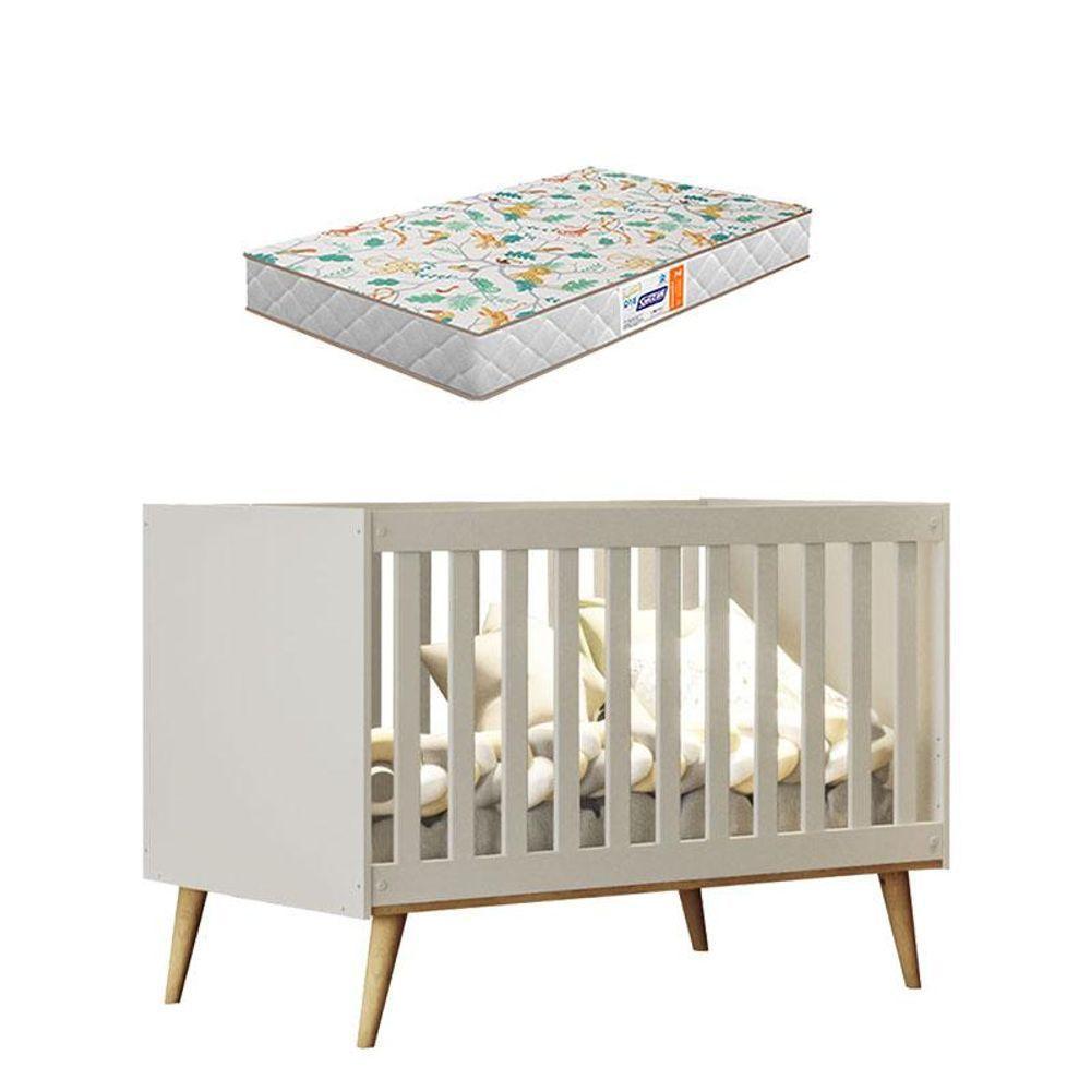 Berço Americano Ludmila Off White Bétula Com Colchão Gazin - Carolina Baby - 1