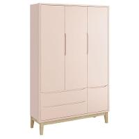 Quarto De Bebê Classic 3 Portas Rosa Com Pés Madeira Natural - Reller - 7