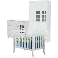 Quarto De Bebê Mariah 3p Com Berço Lila Branco Brilho - Carolina - 1