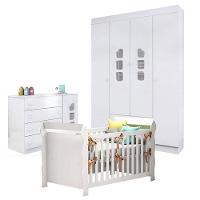Quarto De Bebê Lívia Com Berço Americano Lara Branco Brilho - Phoenix - 1