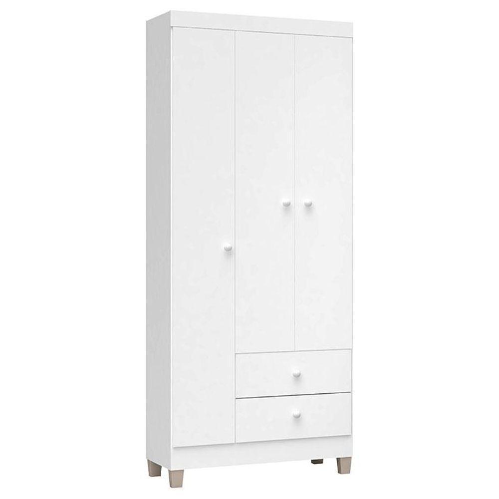 Quarto De Bebê 3 Portas Ternura Baby Com Berço Lara Branco Brilho Com Colchão - Incorplac - 7