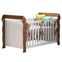 Quarto De Bebê Ariel 3 Portas Com Gaveteiro E Berço Lara Branco Acetinado Amadeirado - Carolina - 6