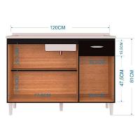 Balcão De Cozinha Com Tampo 120 Cm Preto - Poquema - 3