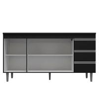 Balcão De Cozinha Andréia Com Tampo 160 Cm Preto Fosco - Ajl - 3